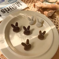 2021 autumn winter sweet cute flocking rhinestone cartoon bunny geometric animal stud earrings for women girls furry earrings