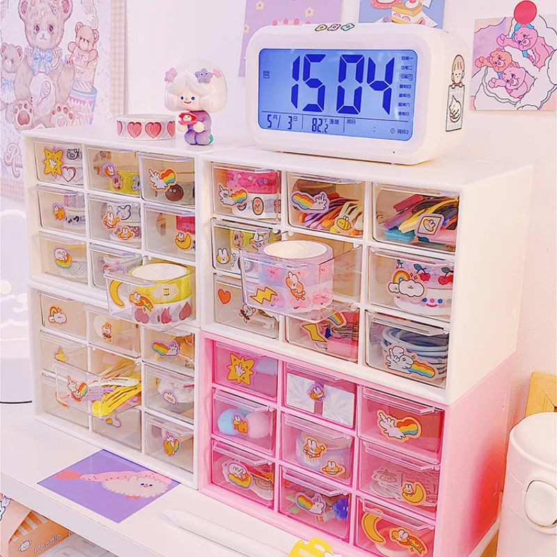 

Yilan Desktop Drawer Storage Box Cosmetics Office Student Stationery Storage Dormitory Artifact Desk Rack #SH-034