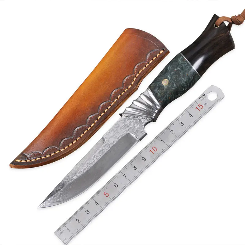 

High Hardness G10 Damascus Steel Master Forged Professional Knife Outdoor Camping Survival Tactics Straight Knife EDC Tool