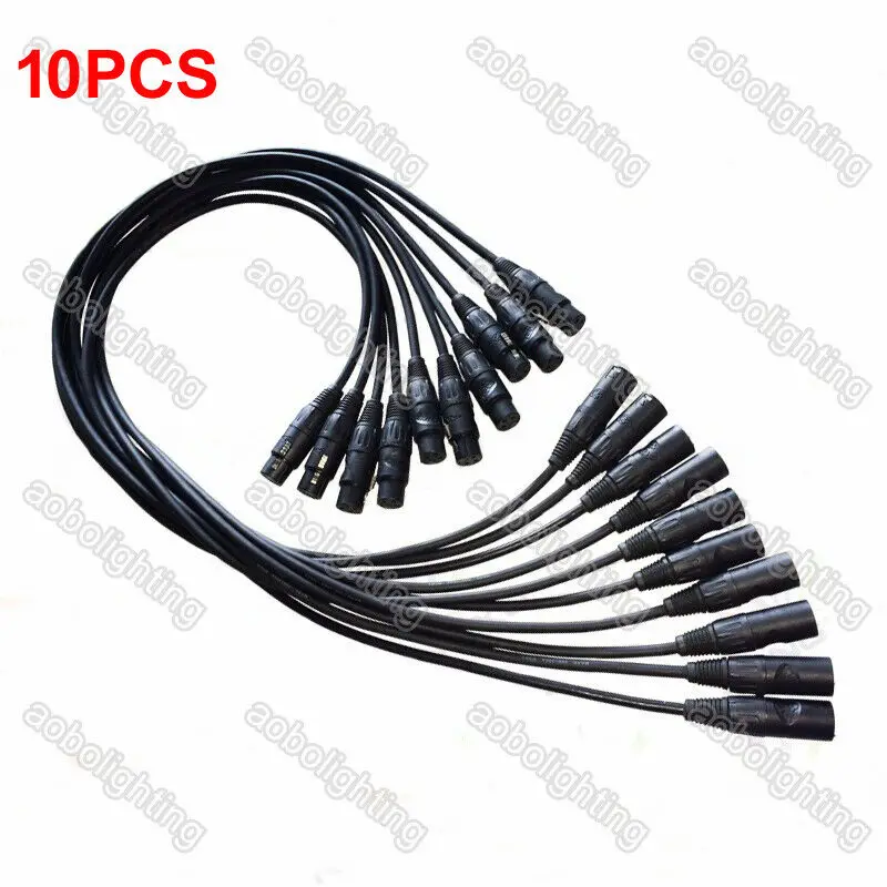 

10x DMX Cable 3.2ft XLR M/F 1M for Stage Moving head LED par can hazer Fogger DJ christmas projector stage lighting effect