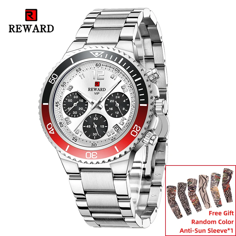 

New Reward Men Quartz Watches Fashion Luxury Wrist Watches Stainless Steel Strap Wristwatch Gift for Father Husband Boyfriend