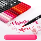 Ручка TOMBOW AB-T с двойной кисточкой, ручка для японской каллиграфии 108 цветов, профессиональная каллиграфия ABT, фломастеры для рисования акварелью