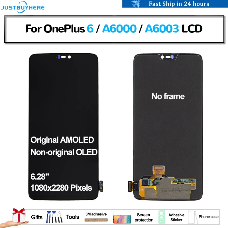 

Оригинальный AMOLED экран для OnePlus 6 A6000 A6003 Pantalla ЖК-дисплей, сенсорная панель экран дигитайзер в сборе сменный аксессуар OLED