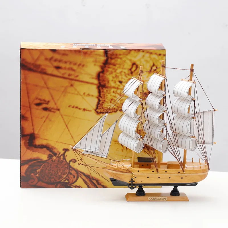 Деревянное Средиземноморское парусное украшение в виде лодки винтажная модель