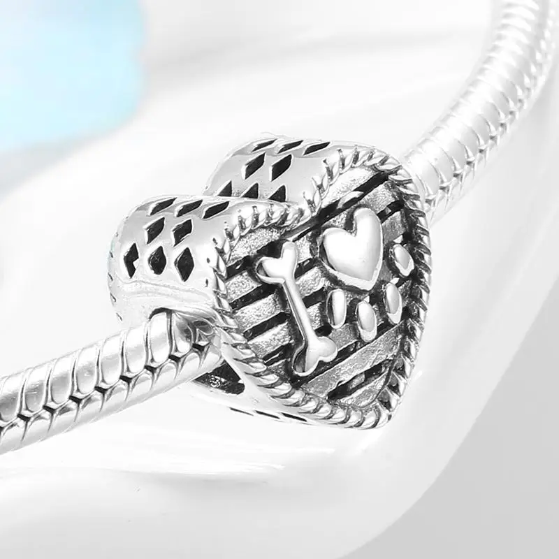 Оригинальные бусины из серебра 925 пробы в форме сердца для изготовления