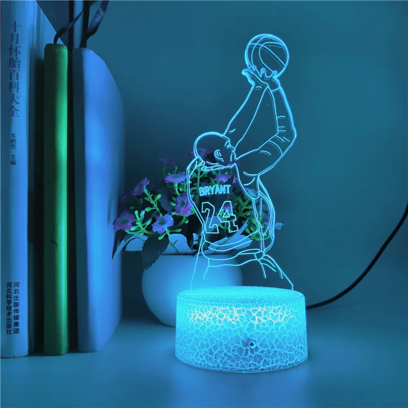 

3D LED Night Light Jump Shoot Figure Back View Bedroom Decor Table Lamp Nightlight Bryant Memorial Gifts