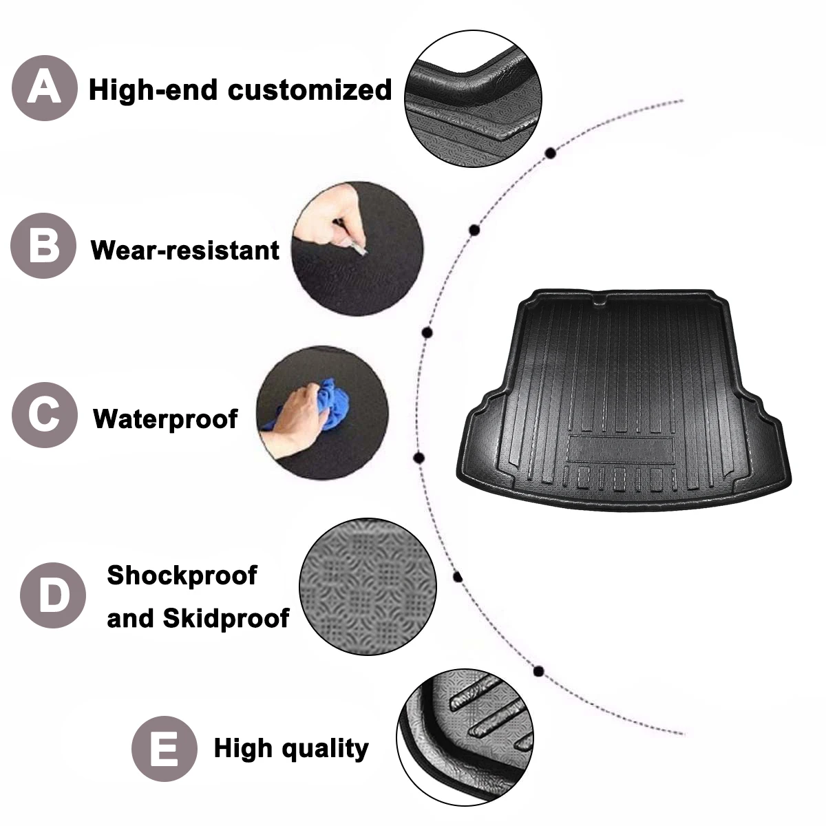 Car Rear Trunk Boot Mat Waterproof Floor Mats Carpet Anti Mud Tray Cargo Liner For Volkswagen Jetta Sedan 2011-2018 |