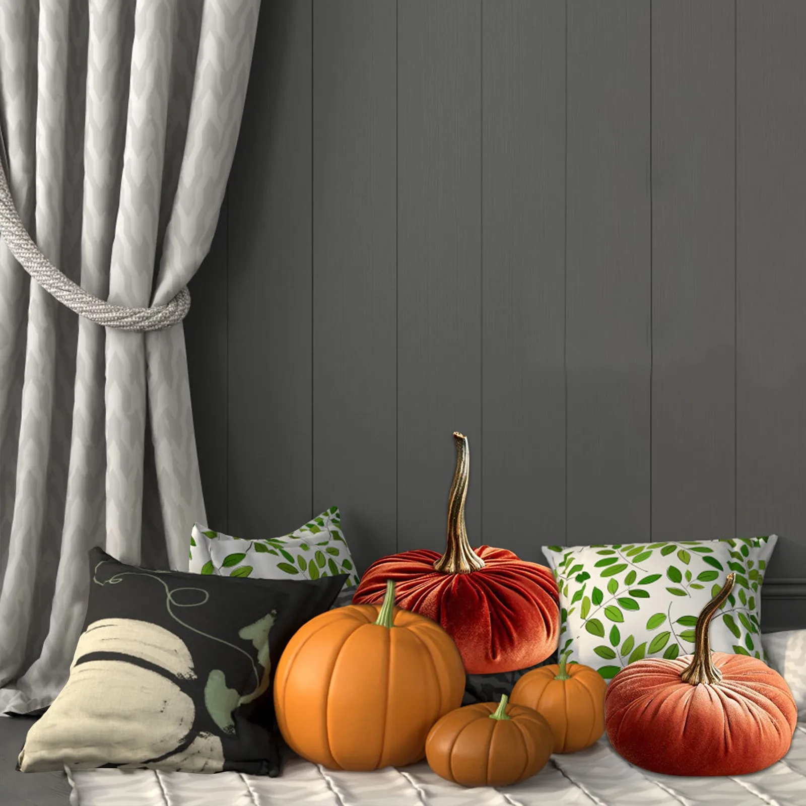 1Pcs Handmade Velvet Pumpkins Decor Super Soft Stuffed Pumpkin With Exquisite Halloween Holiday Diy Подарок На Хэлло | Дом и сад