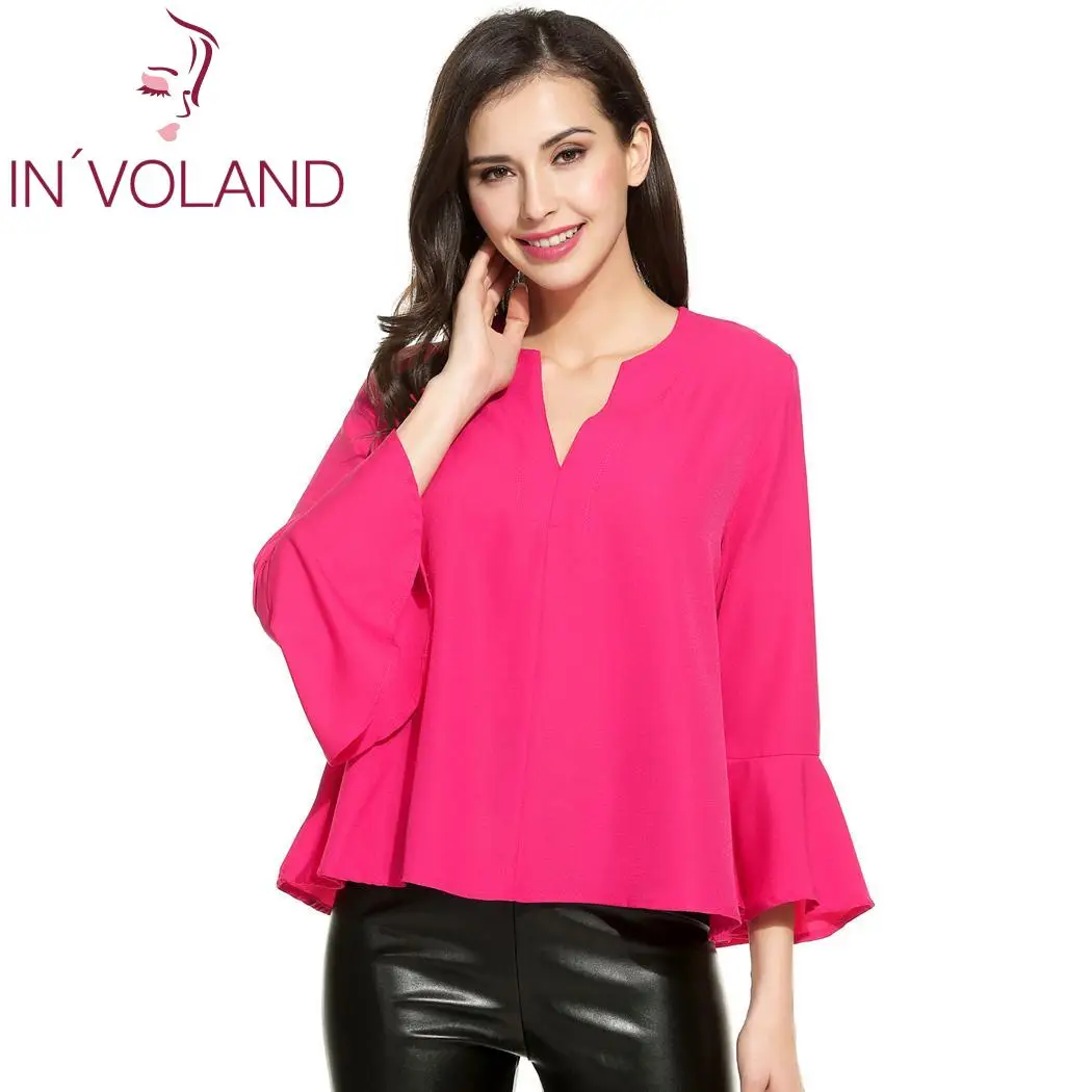 Женские Элегантные блузки летние топы свободные вырез лодочкой расклешенная