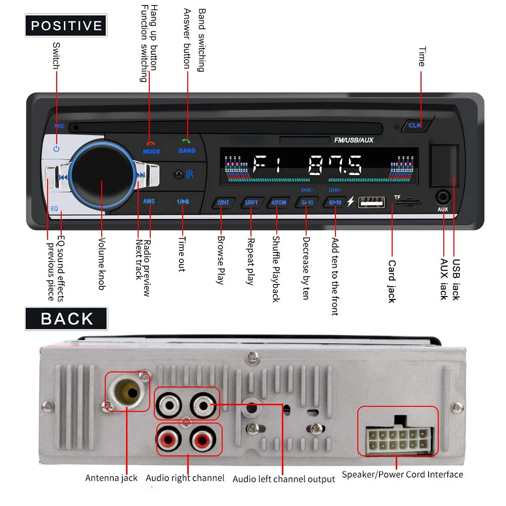 Автомагнитола LEEPEE 1din с FM-приемником и Aux-входом мультимедийный плеер поддержкой
