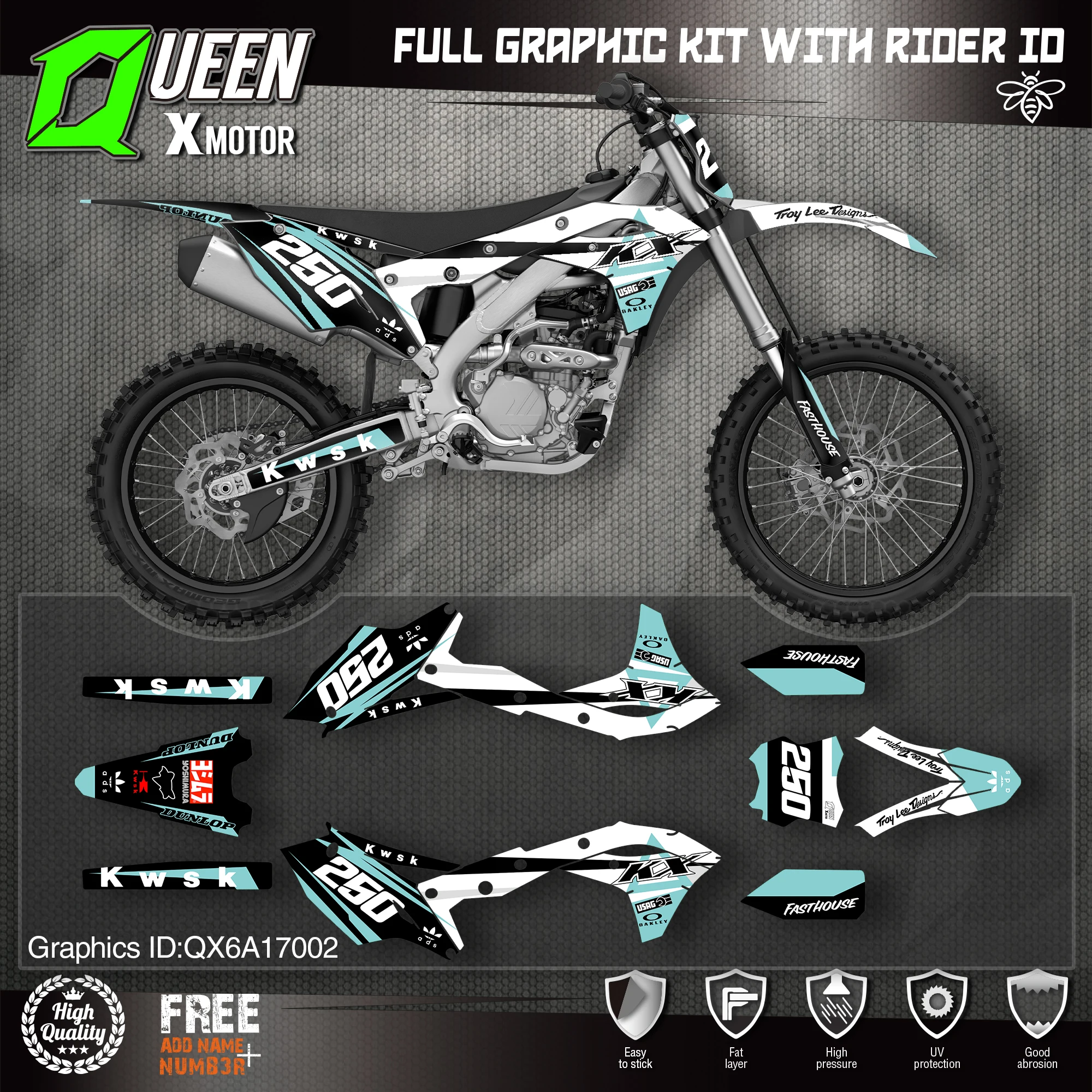 Набор наклеек Queen X MOTOR для Kawasaki наклейки 2017 2018 2019 2020 KXF 250 002 | Автомобили и мотоциклы