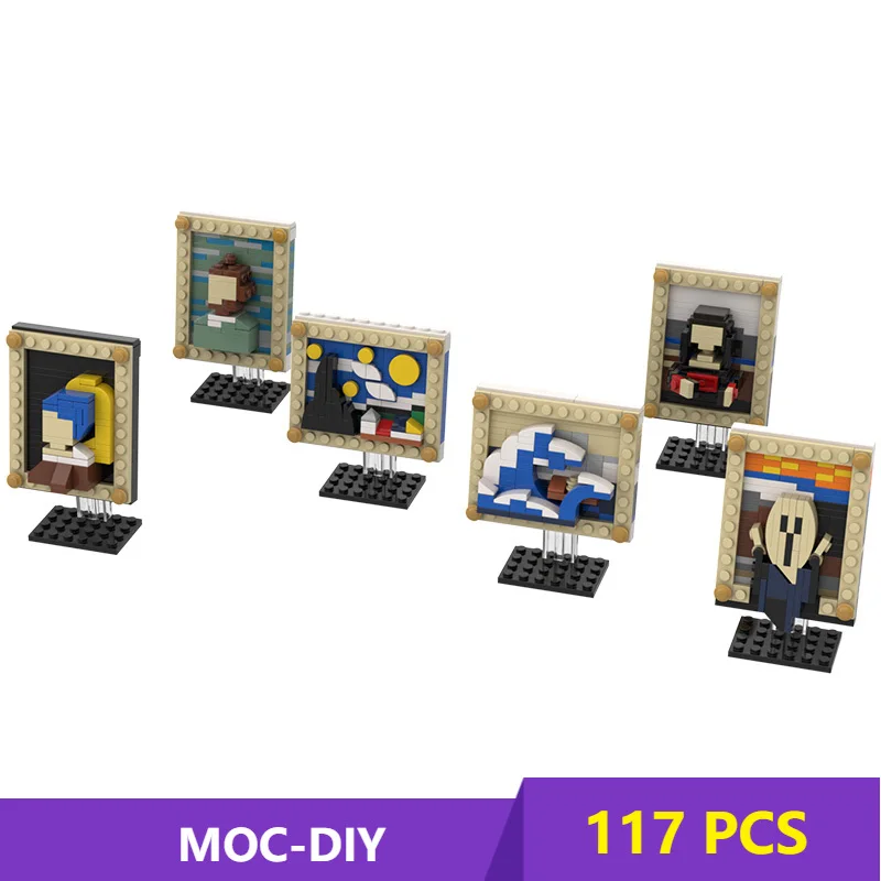 Пиксельное искусство кубики MOC Знаменитые Картины Мини Строительные блоки Мона