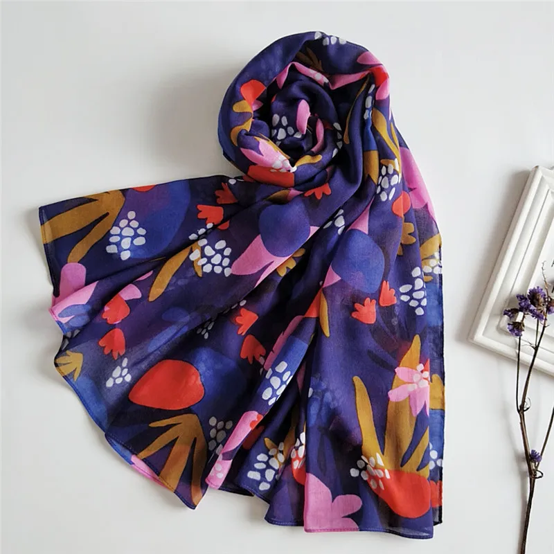 2020 New Spring Flower Print Soft Scarves Shawls Long Beach Viscose Floral Wrap Scarf Hijab Free Shipping |