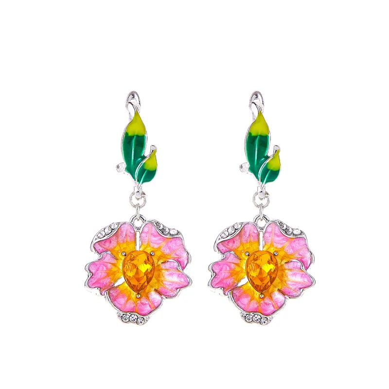 

Popular pink flowers creative women's fashion Valentine's Day gifts small fresh and delicate jewelry wholesale
