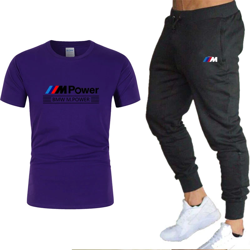 

Summer New Trend Men's Sports Suit Casual Short-Sleeved Running Training Pants + T-Shirt Two-Piece Cotton Large Size Fashion Pri
