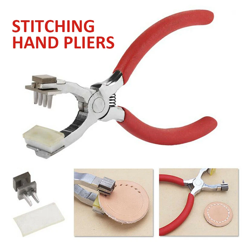 

4MM Silent Leather Hole Punch Kit Rubber Pad Teeth Parts Stitching Hand Steel Plier France Leather Craft Punching Tool Accessory