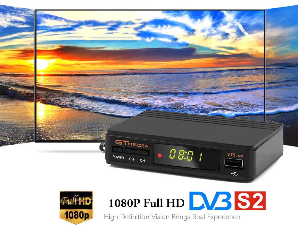 Freesat GT медиа V7S HD с 7 линиями Cccam Cline на 1 год Европа Испания Португалия V7 HD приемное устройство спутниковый приемник ТВ Декодер