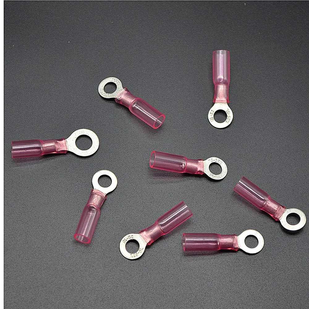 

AWG 22-18 Ring Wire Connectors Nylon Insulated Heat Shrink Ring Terminal Electrical Wire Crimp Connectors Set, Yellow, Blue, Red