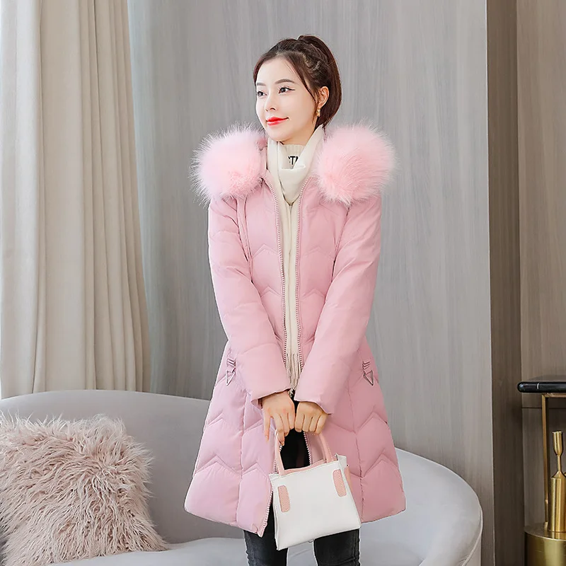 Winter Clothes Clothing for Women 2021 Winter New Mid-length Slim-fitting with Large Fur Collar Down Padded Jacket