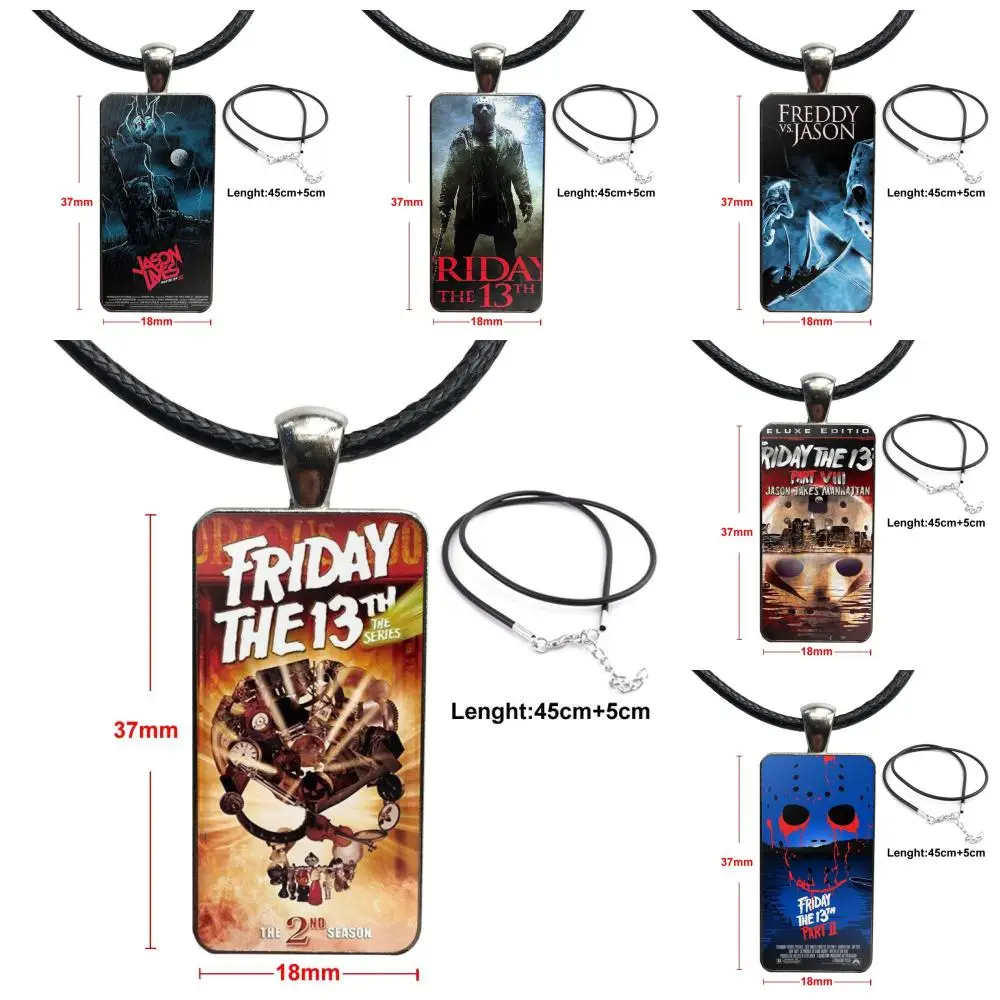 Для женщин Чокер Ужас Пятница 13-е: Джейсон Живет! Гибкий дизайн Модное винтажное Стеклянное прямоугольное ожерелье с подвеской.