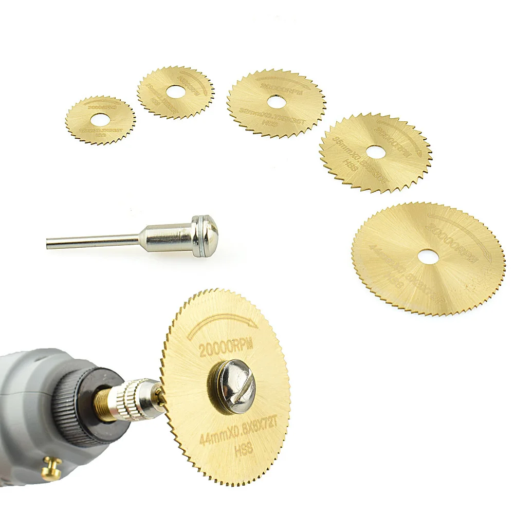 Gold Saw Blades NEWACALOX деревообработки HSS роторный инструмент полотна циркулярной пилы Набор подходит дремель 1/" оправки отрезной диск для резьбы по дереву 6 шт./компл - Цвет: Gold Saw Blades