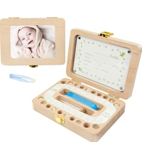 wooden baby tooth box milk teeth organizer storage collection boy girl souvenir case infant kid cute gifts for children keepsake