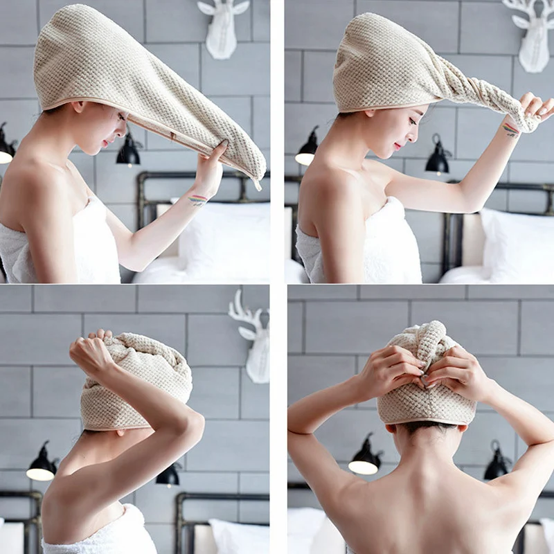 Полотенце для волос из микрофибры быстросохнущая шапка супервпитывающее