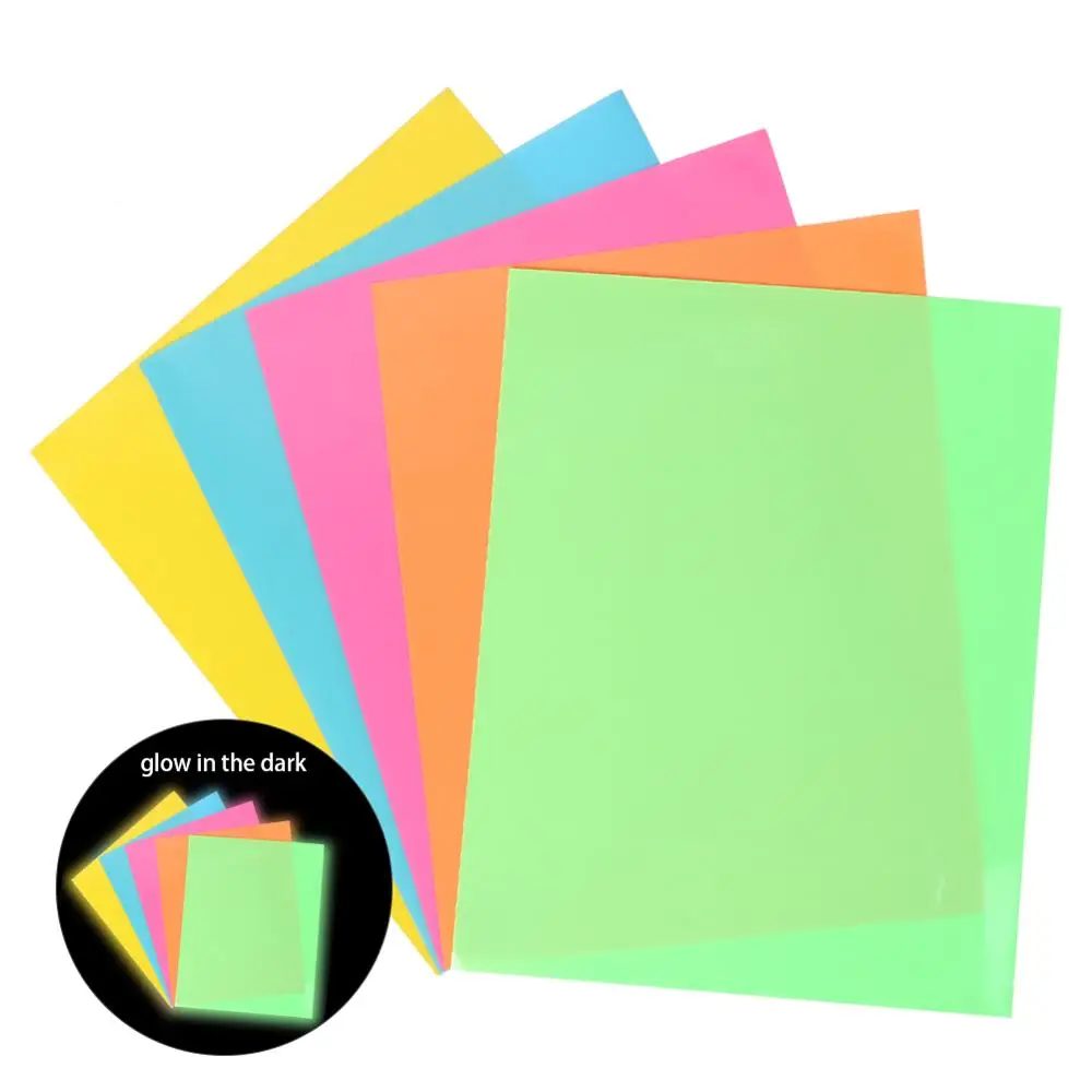 

5 Sheet Glow in The Dark Heat Transfer Vinyl Bundle 12" x 10" PU Iron on Htv Vinyl for T Shirts DIY Clothing Heat Press Machine