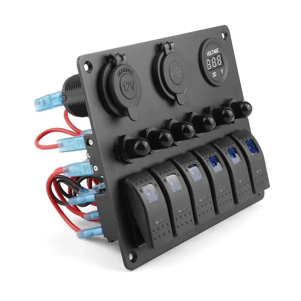 DC плоский Водонепроницаемый 6 банд тумблер кулисный переключатель панель