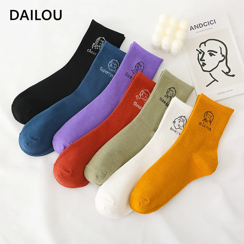 

Kawaii Japanese Expression Women Socks Ins Cute Sweet Cartoon Candy Color Happy Funny Character Girl Cotton Socks Holiday Gift