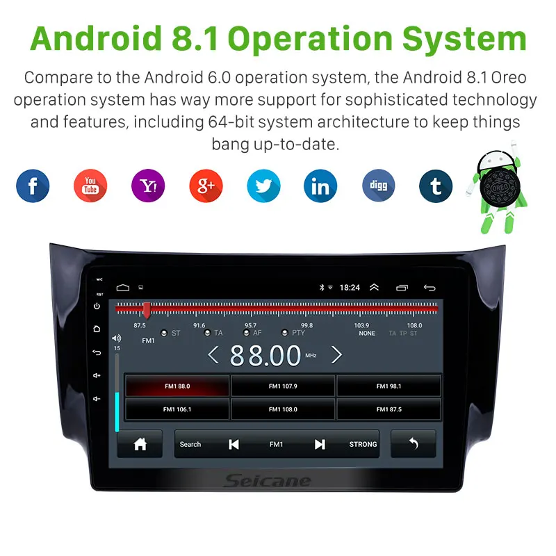 Seicane 2Din gps мультимедийный плеер головное устройство для 2012 2013- NISSAN SYLPHY 10,1 дюймов Android 8,1 автомобильный Радио Поддержка TPMS DVR