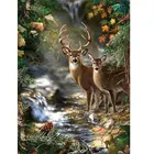 QIQING Алмазная картина сделай сам, квадратнаякруглая картина с изображением горного леса, оленя, шипа, ржавчины, крест, украшение для дома, подарки