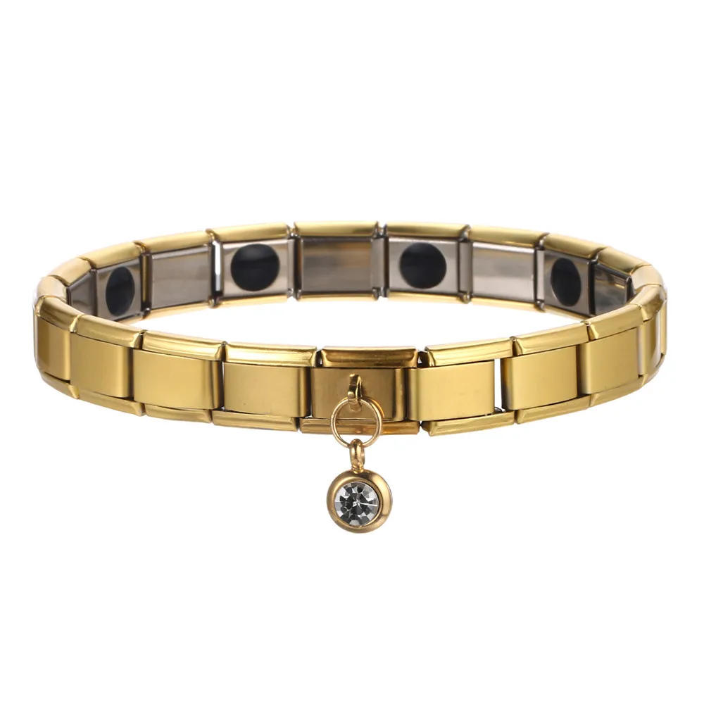 Модный Хрустальный Браслет с германием для женщин и мужчин из нержавеющей стали