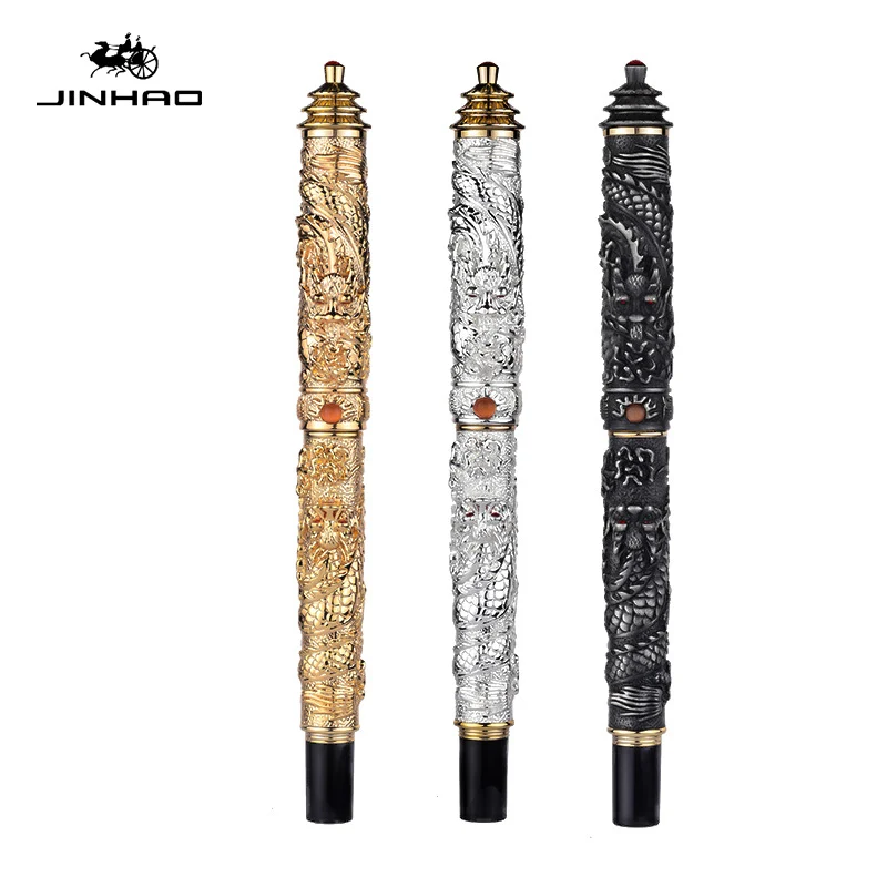 Фото Ручка-роллер JINHAO, винтажная, с двойным колпачком, металлическая №3