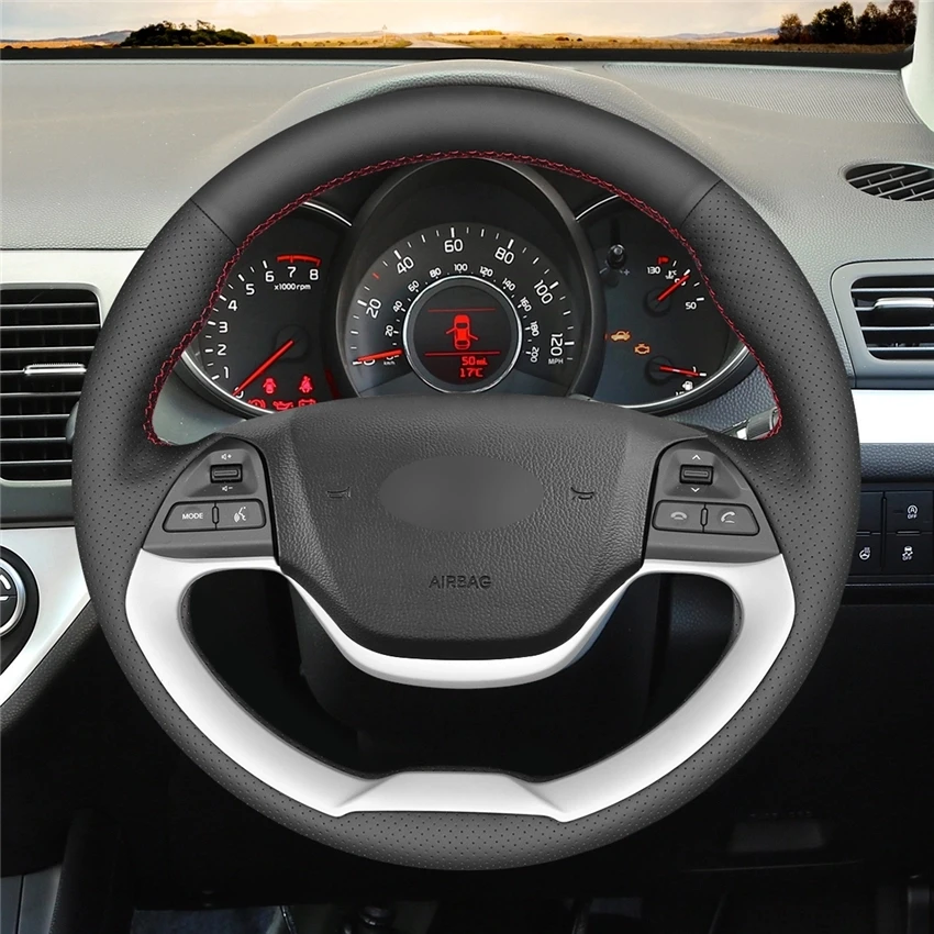 MEWANT Black Artificial Leather Car Steering Wheel Cover for Kia Morning 2011-2016 Picanto 2012 2013 2014 2015 |