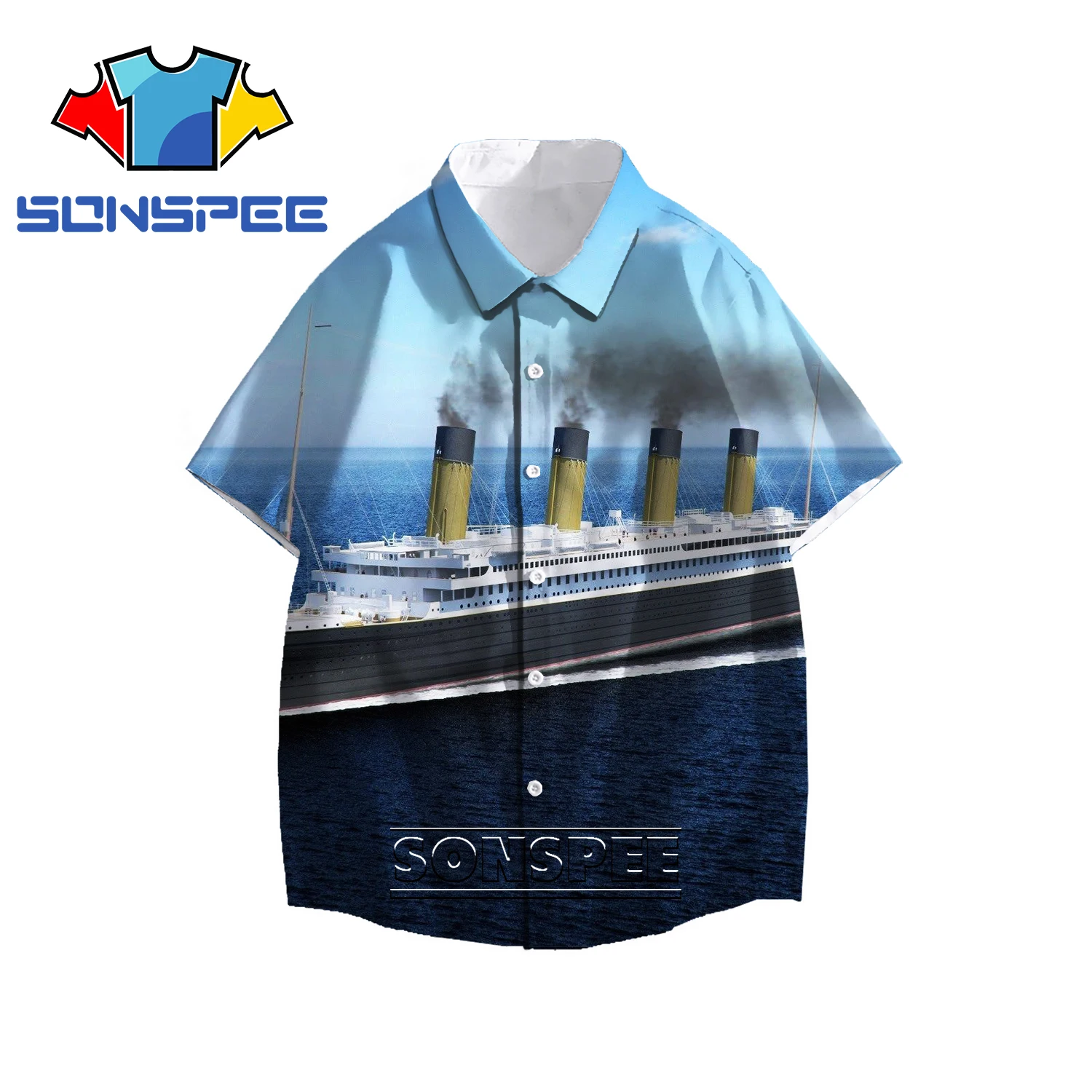 Гавайская рубашка SONSPEE с 3D принтом круизного судна корабля мужская и женская