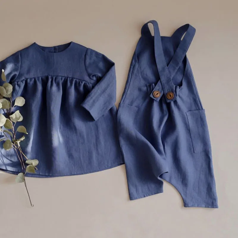 Летняя детская одежда льняные ремни комбинезоны для девочек с пуговицами