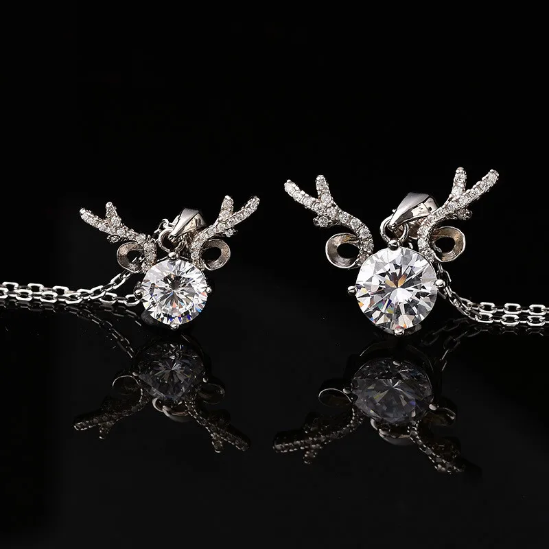 Рога кулон натуральный Муассанит 925 Серебряное ожерелье цепь для женщин 1ct 2ct