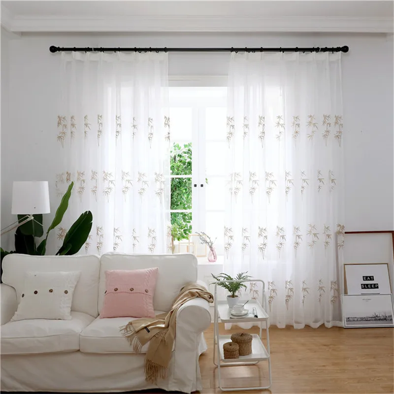 Вышитая богатая бамбуковая Цветочная кружевная вуаль занавеска занавес комнаты
