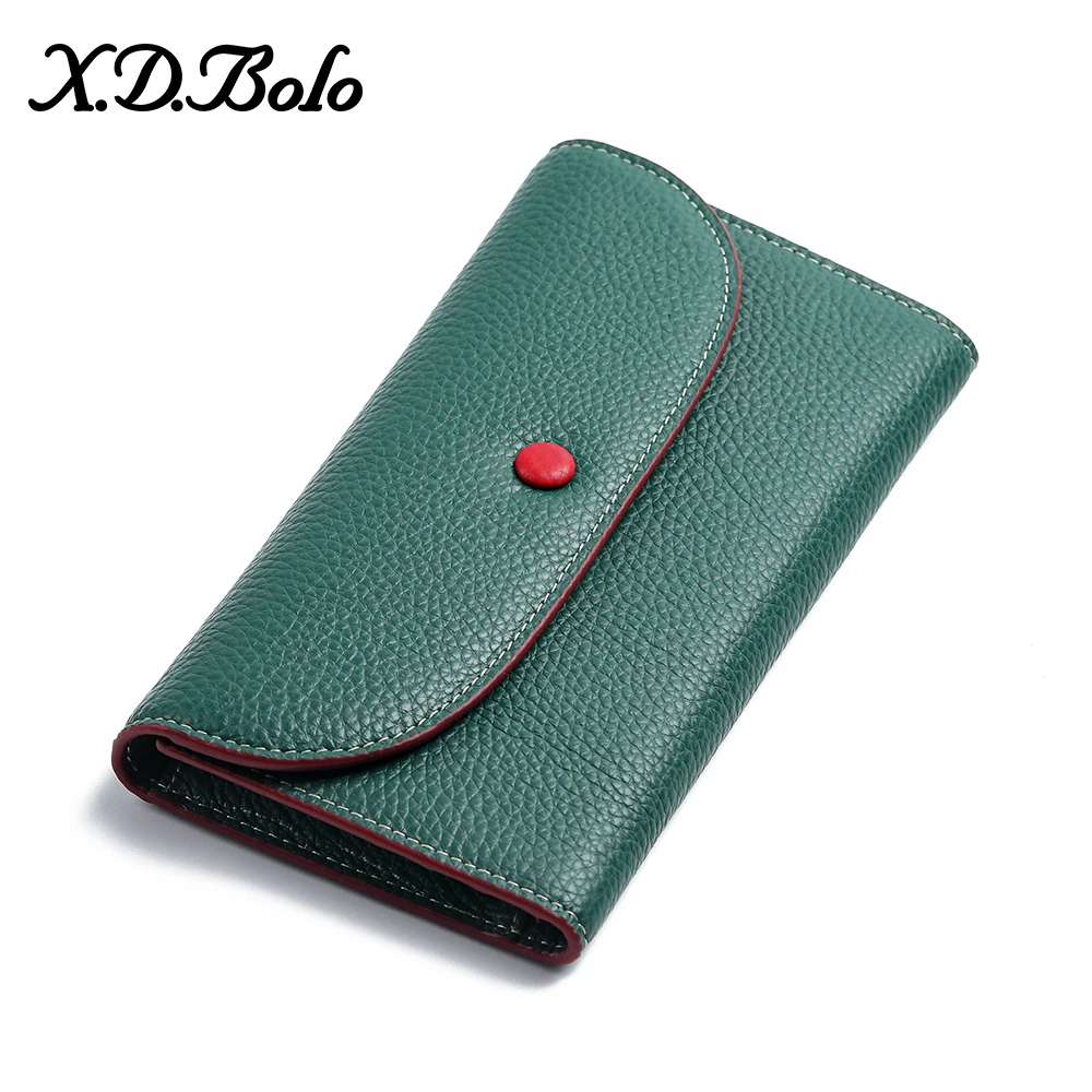 

New Fashion Women Wallets Brand Letter Long Tri-fold Wallet Purse Genuine Leather Wallet Female Clutch Card Holder Cartera Mujer