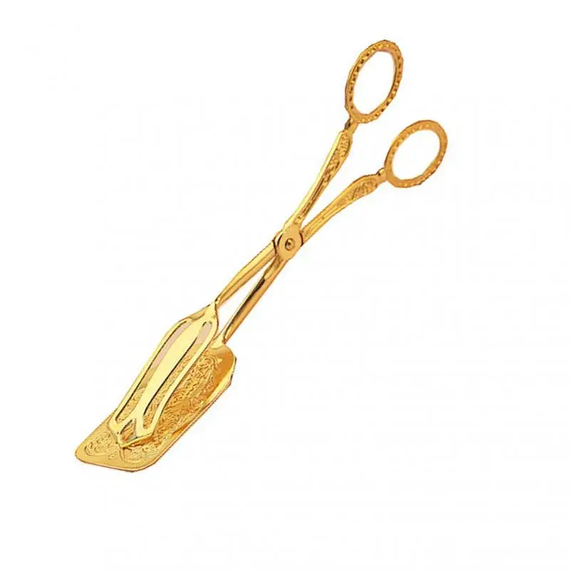 

Exquisite Gilded Food Tongs Snack Barbecue BBQ Pastry Dessert Bread Cake Salad Fruit Clip Tong Buffet Wedding Banquet Cook Tool