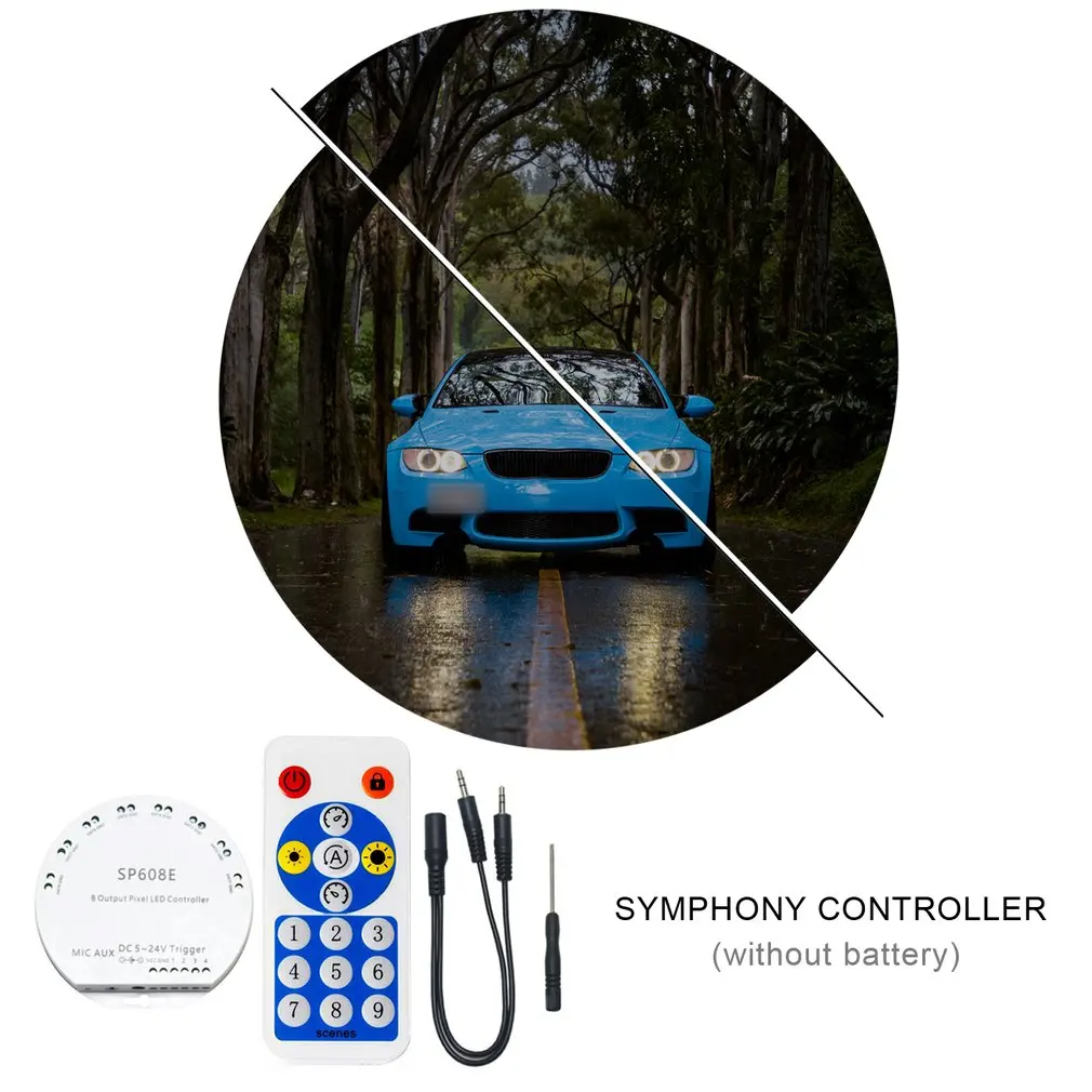 

SP608E Music Controller 8 Channel Signal Output LED Strip Light With Built-in Microphone IOS With Android Wireless DC5V-24V