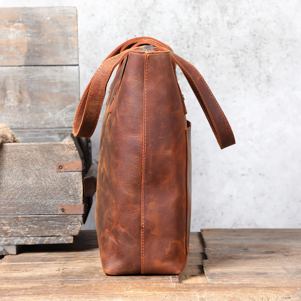 Coffee Leather Tote Bag | Aurora™