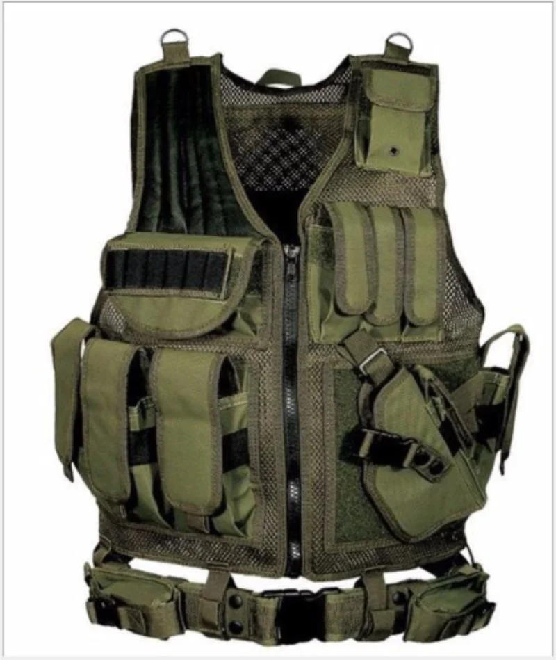 Men Military Tactical Vest Paintball Camouflage Molle Hunting Assault Shooting Plate Carrier With Holster / 20pcs | Спорт и