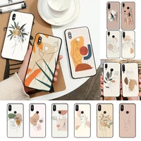 line art sketch flower girl phone case for redmi note 7 5 8a note8pro 9pro 8t coque for note6pro capa