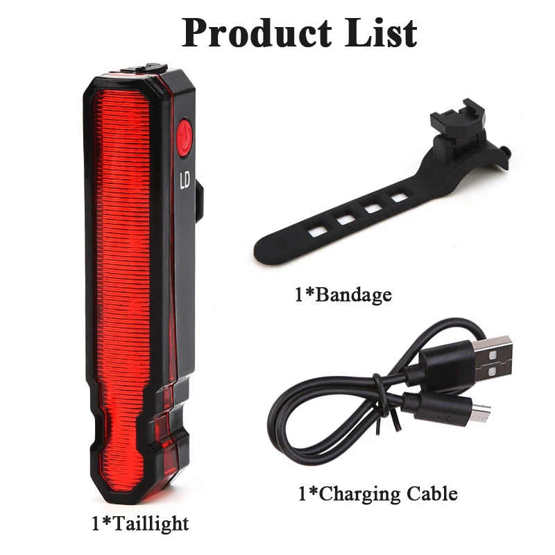 

USB Rechargeable Rear Light Bicycle Laser Line Safety Warning Taillight MTB Road Built-in Battery Bike Back Lamp for Cycling