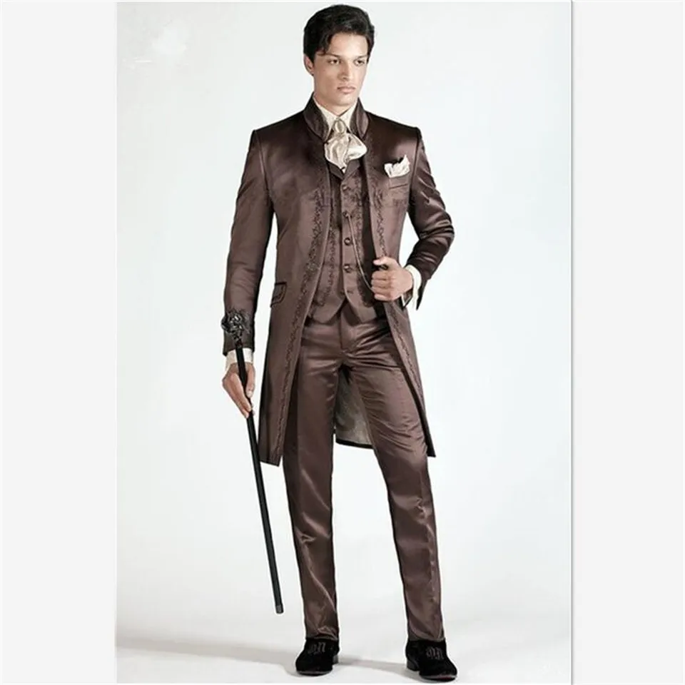 Индивидуальный мужской костюм жениха с вышивкой фрак смокинги для мужские