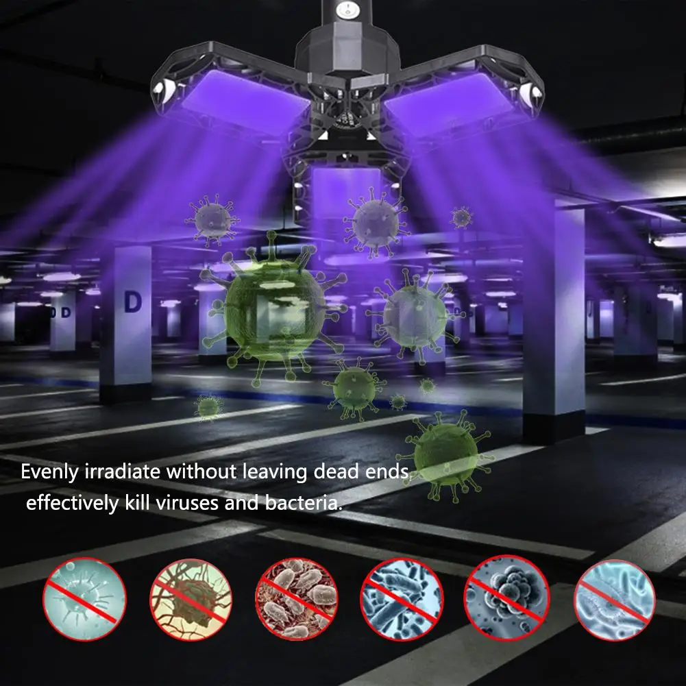 

85-265V 40W 72LED UV Germicidal Lamp Foldable Convenient Fluorescent Disinfection Lamp for Warehouse Garages Shopping Malls