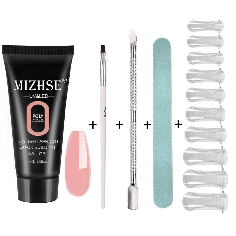 MS-Set03-P05 MIZHSE кристальная Желейная резинка поли гель набор 30 набор пластиковых бутылок для шампуней/кремов желе строитель ногтей палец расширение жесткий гель УФ маникюрный лак Советы - Цвет: MS-Set03-P05