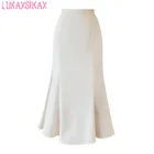 Женская шифоновая юбка-годе, однотонная облегающая юбка с высокой талией, весна-осень 2021